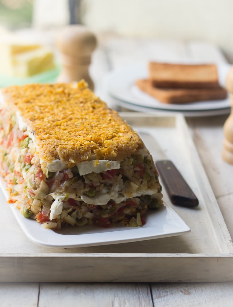 A beautifully presented vegetable loaf, ready to enjoy