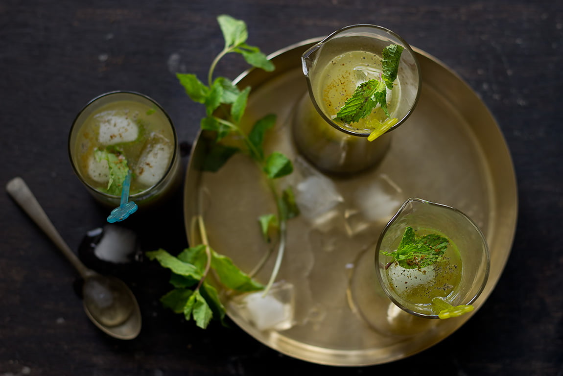 Top view of kairi panha served in a glass, ready to enjoy