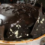 Close-up of the Chocolate Truffle Layers in the Homemade Eggless Cake