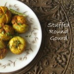 Overhead shot of stuffed Tinda served in a white plate