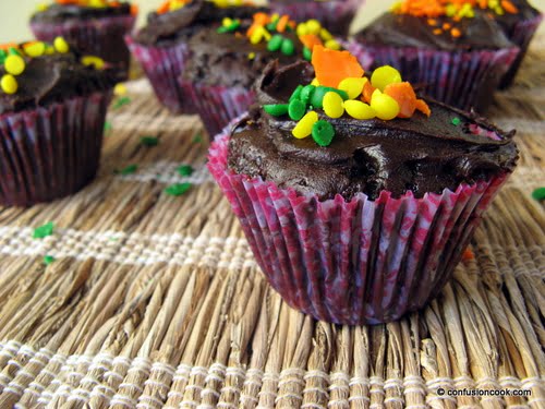 Chocolate Cupcakes with Rainbow Sprinkles