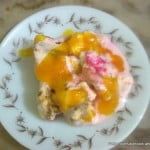 A smooth, velvety and yummy mango pudding in a bowl