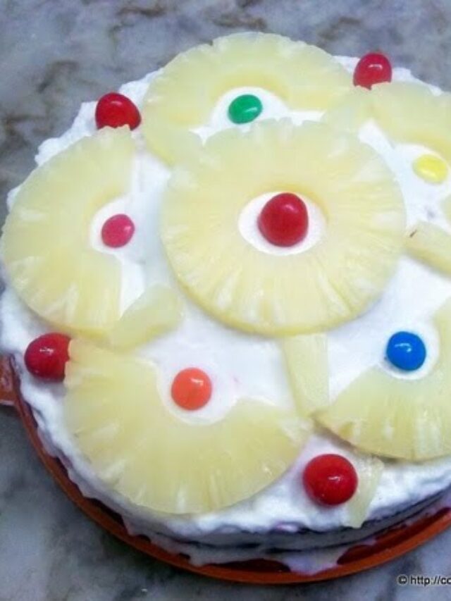 Eggless Rainbow Pineapple Cake