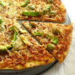 Close-up of a freshly baked Napoletana pizza with a crispy crust
