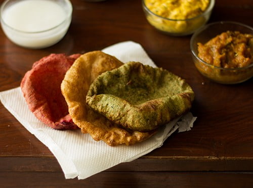 Palak Puri and Beetroot Puri Recipe | Tricolor Puri