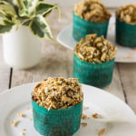 Eggless Date and Walnut Cupcakes garnished with the crushed walnuts on the top