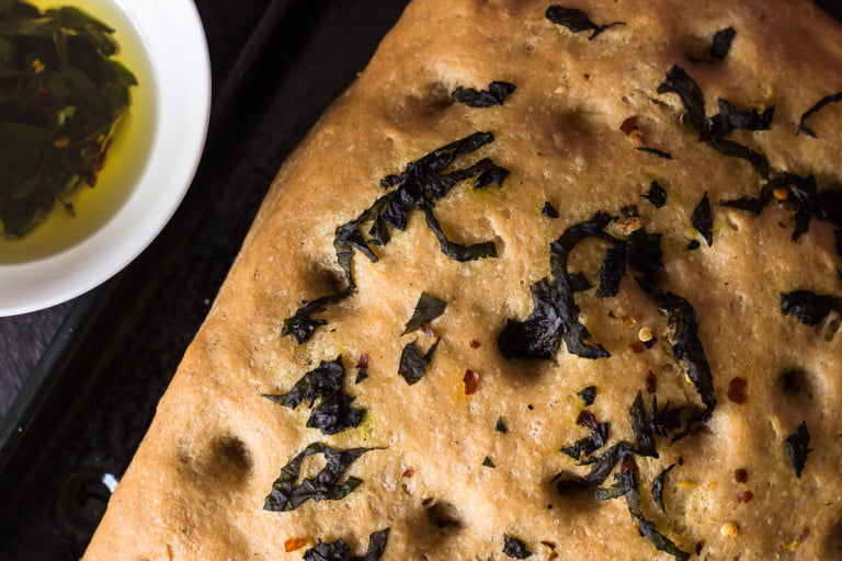 Whole Wheat Basil Focaccia Bread Recipe