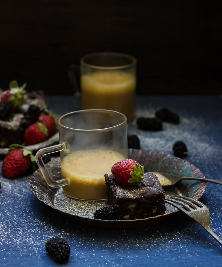 Wine Roasted Strawberry Brownies
