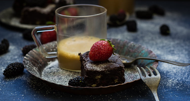 Wine Roasted Strawberry Brownies