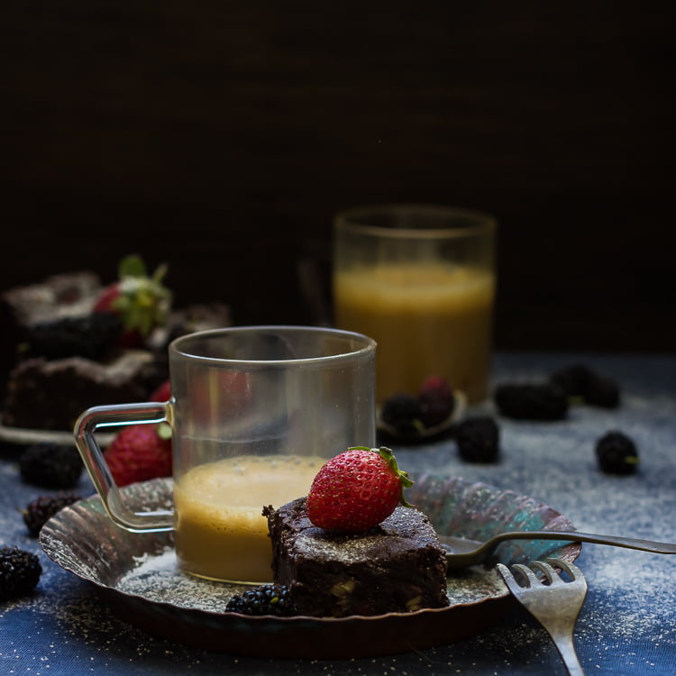 Wine Roasted Strawberry Brownies