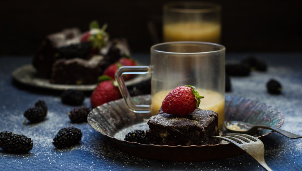 Wine Roasted Strawberry Brownies Recipe