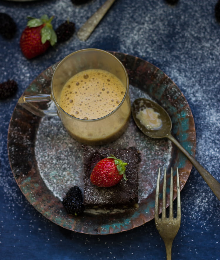 Wine Roasted Strawberry Brownies