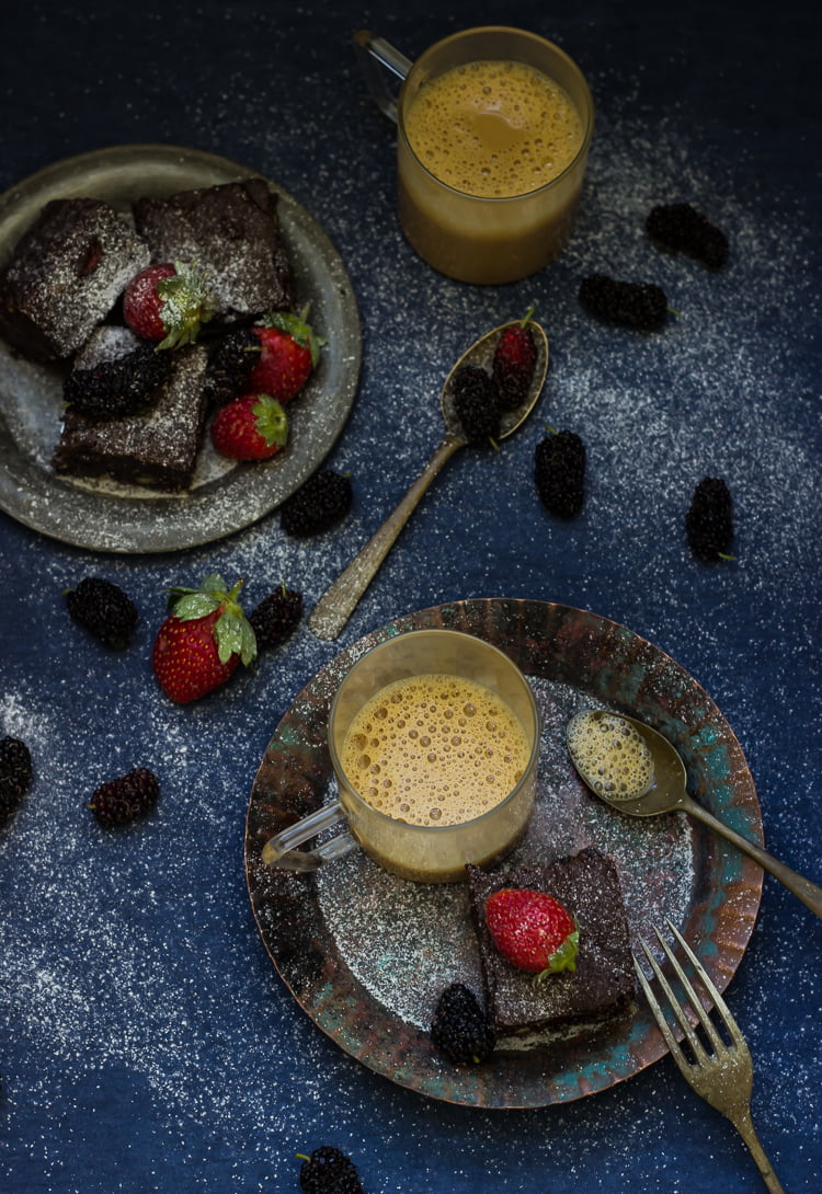 Wine Roasted Strawberry Brownies