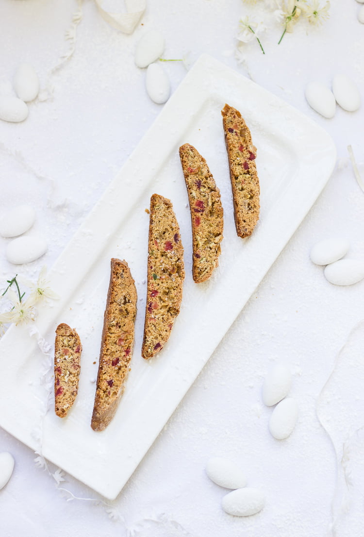 Candied Ginger Cherry Biscotti