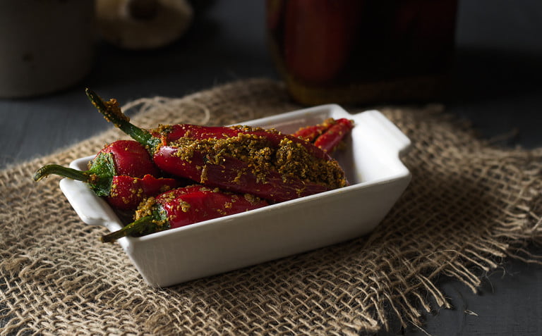 Bharwan Lal Mirch ka Achar Recipe | Stuffed Red Chili Pickle