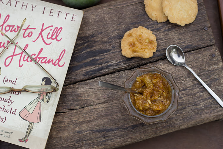 Close-up of Raw Mango Chutney showing its chunky texture and vibrant color