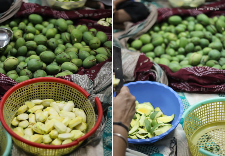 Freshly picked raw mangoes