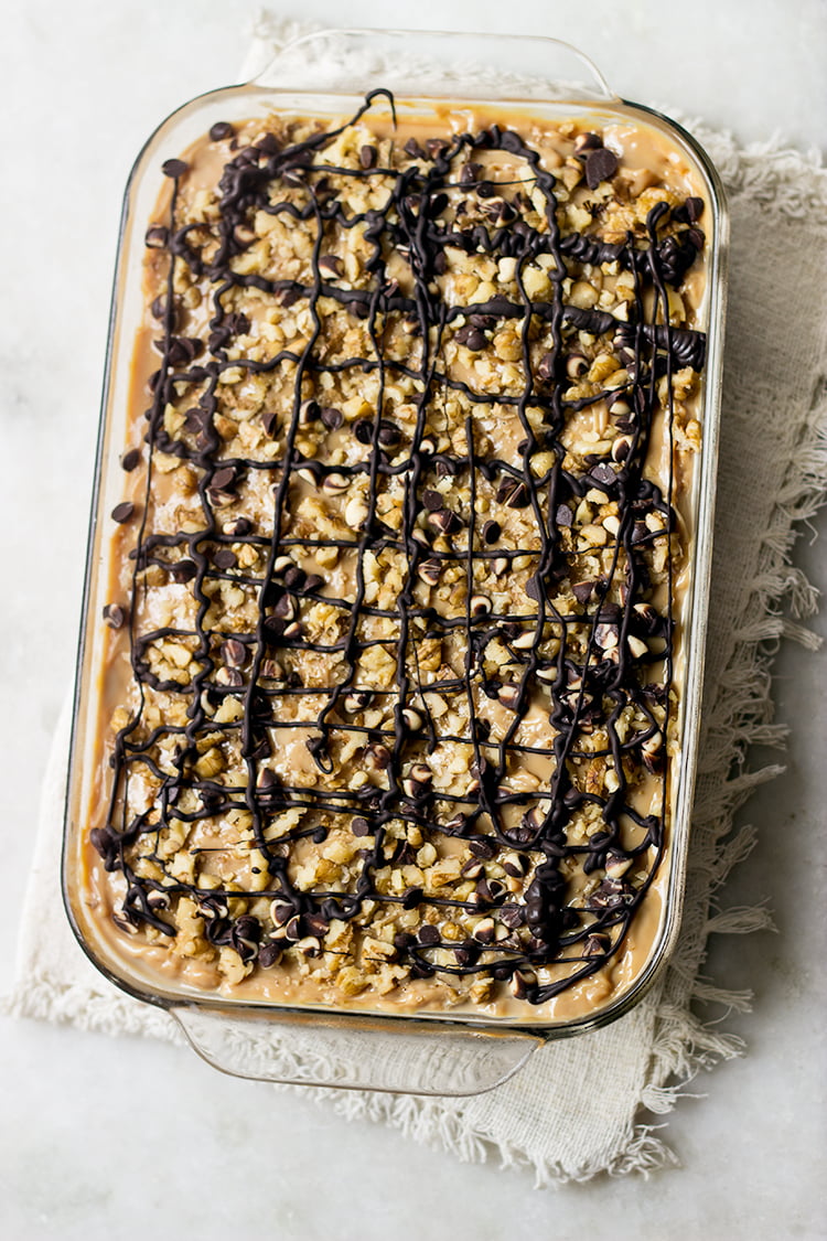Tres Leche Mocha Cake with Dulce de Leche Glaze