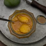 Close-up shot of thick and smooth Aamras, showcasing its vibrant yellow color