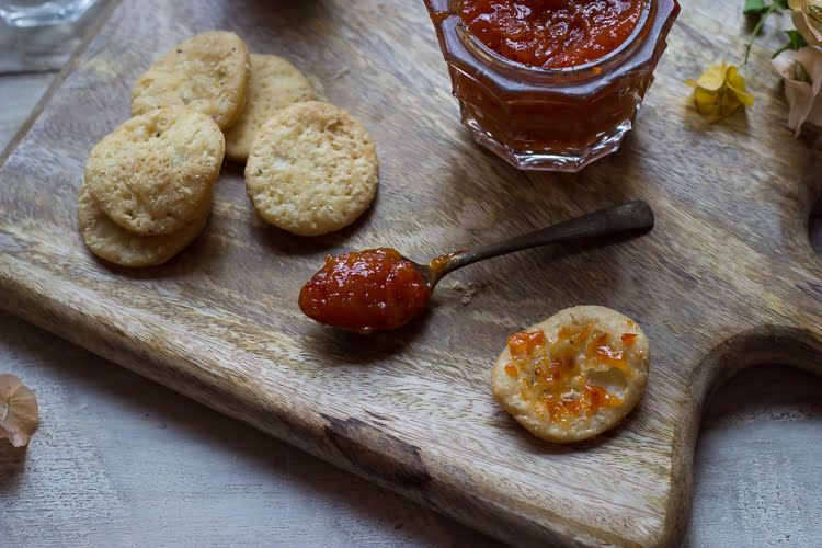 Serving suggestion of Nimbu Mirch ka Achar with snacks to enjoy