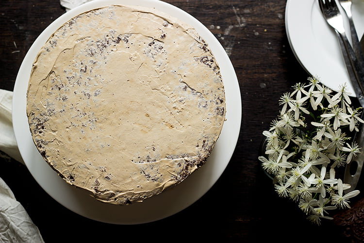 Overhead shot of Eggless Chocolate Mocha Cake