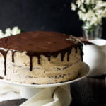 Individual slice of Eggless Chocolate Mocha Cake on a dessert plate