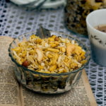 Close-up of Chana Dal Namkeen showing the golden, crunchy texture