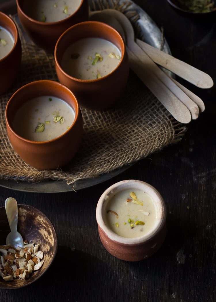 Close-up of a pearl millet pudding with a rich, creamy texture