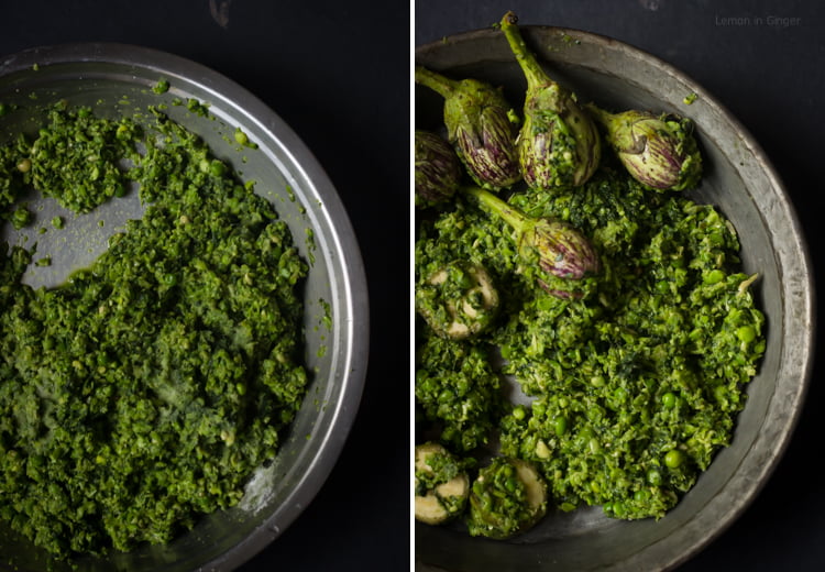Step by step process of making surti undhiyu