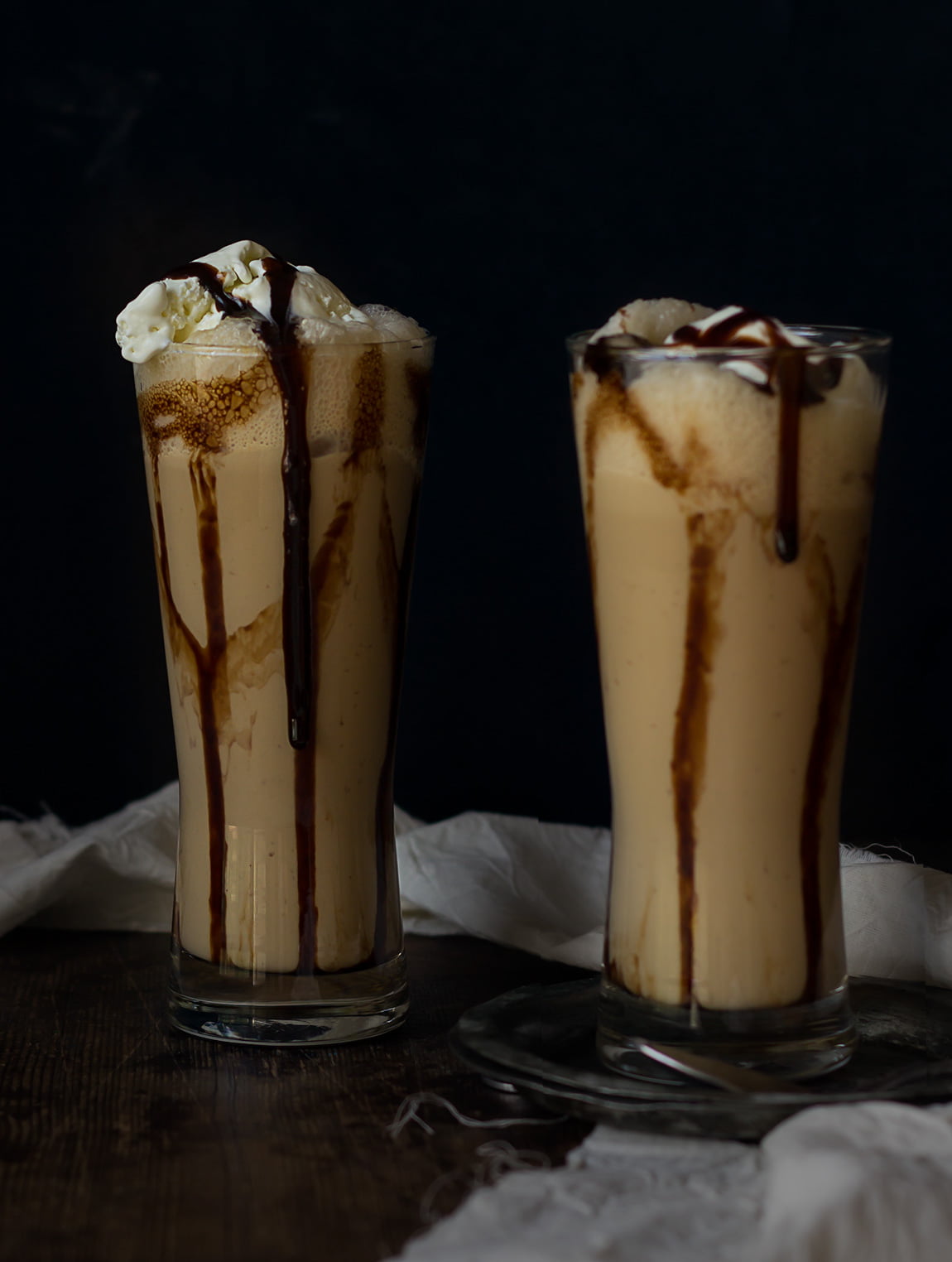 Refreshing iced coffee frappe ready to be served