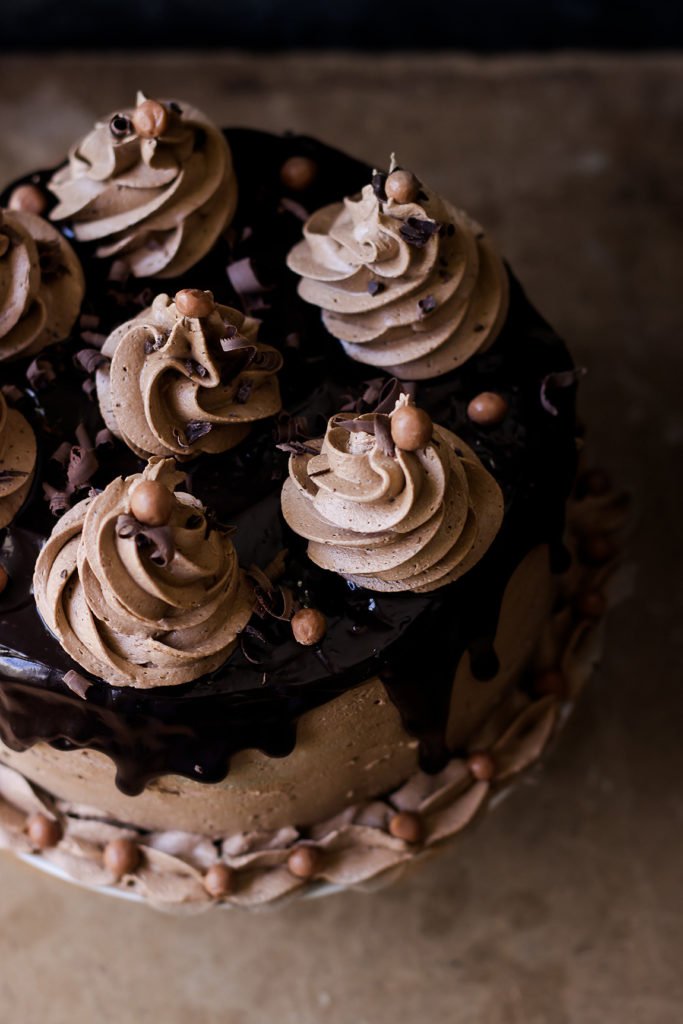 eggless coffee cake with whiskey-infused frosting