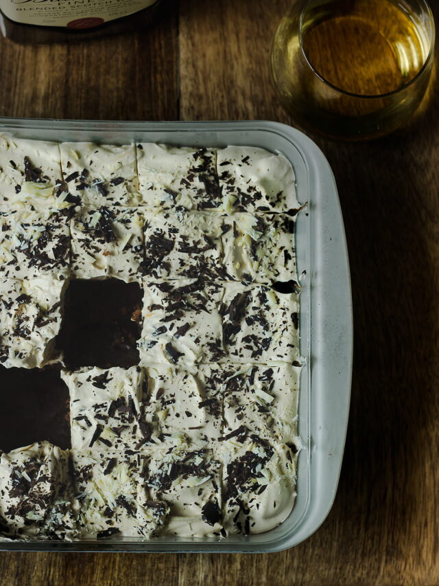 Eggless Whiskey Coffee Poke Cake