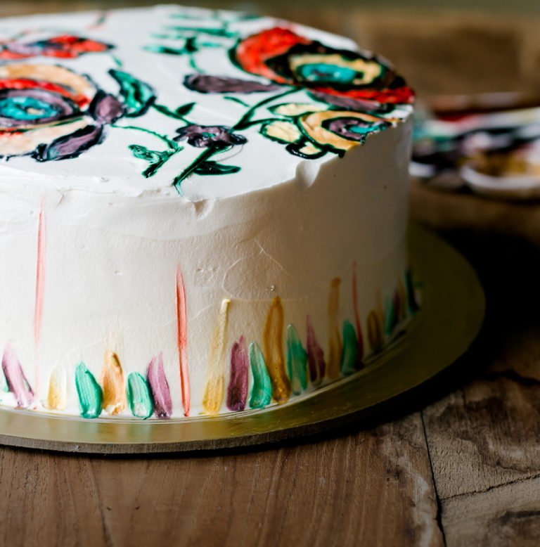 Moist Eggless Hand Painted Cake Recipe