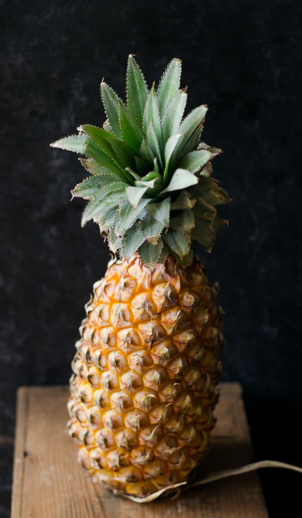 Juicy pineapple placed on a table to enjoy