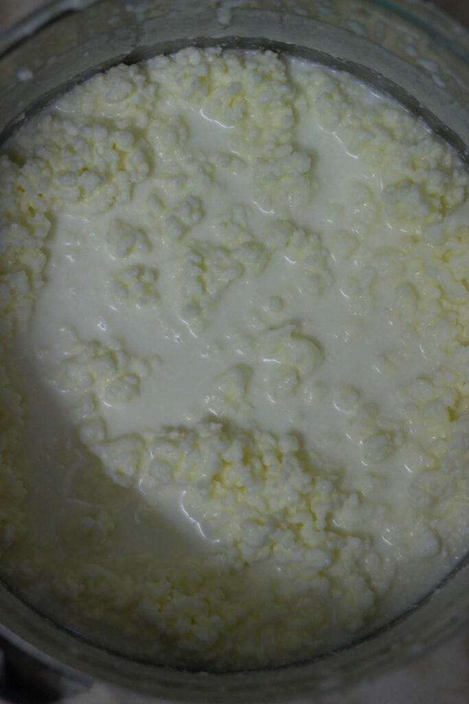 White butter kept in a container with ice cubes
