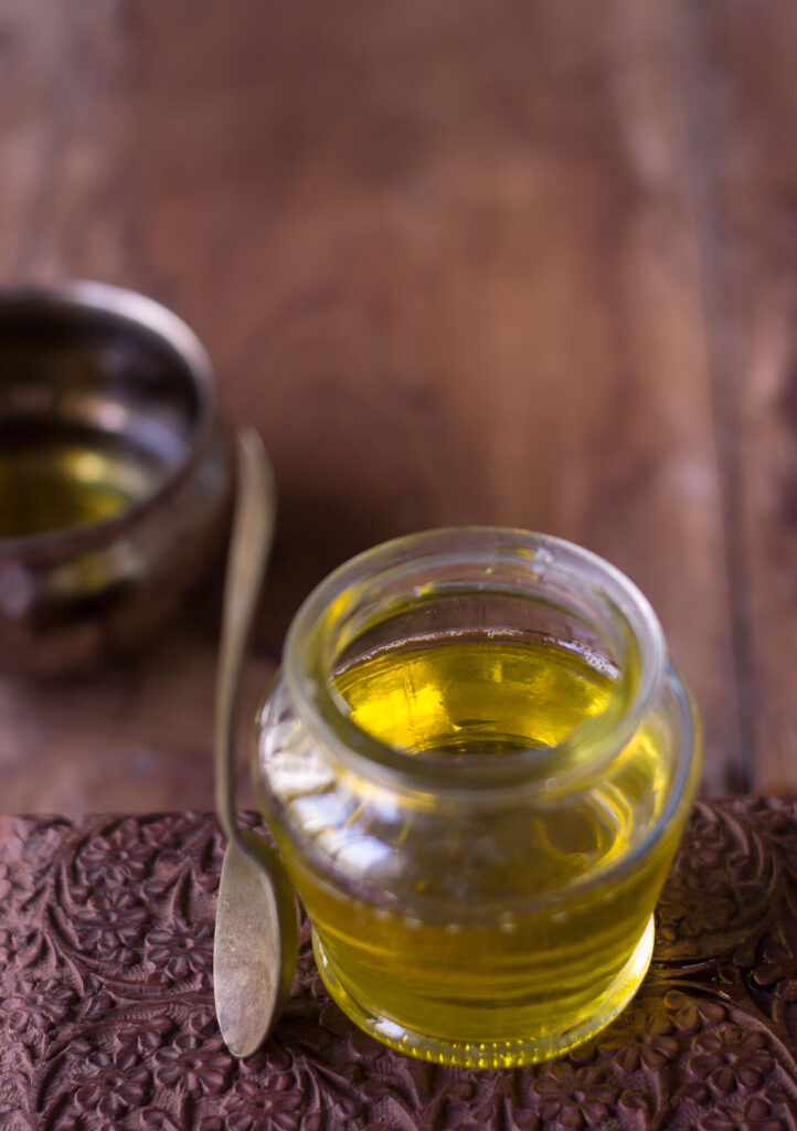 A jar filled with Ghee or clarified butter