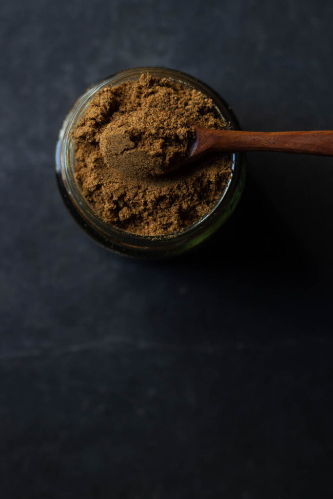 Close view of garam masala made at home