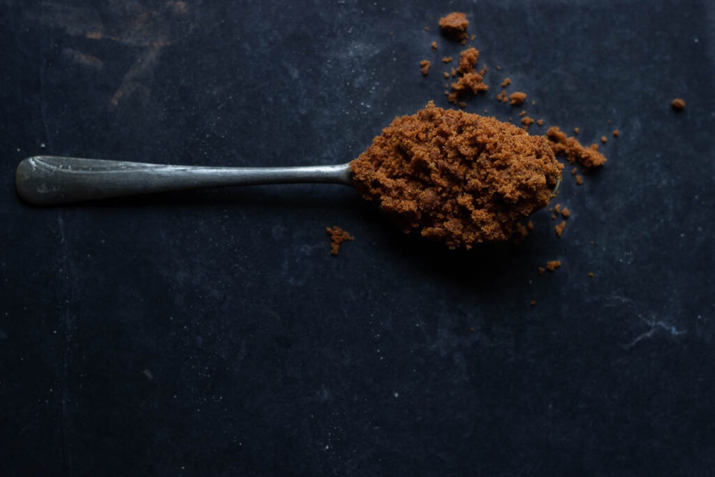 A spoonful of Bura sugar, a popular Indian sugar substitute