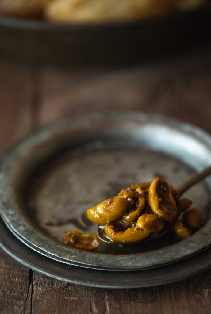 Freshly made Karoda Pickle cooling in a bowl before being jarred