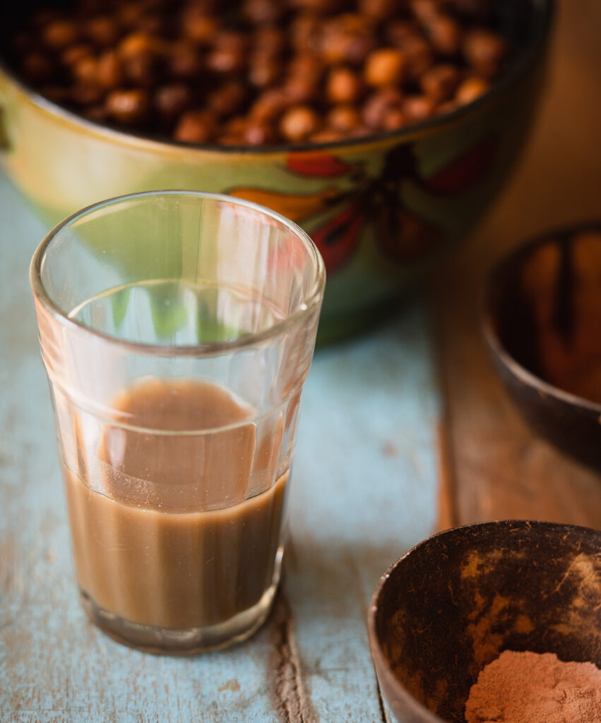 Healthy protein shake made with soaked black chana