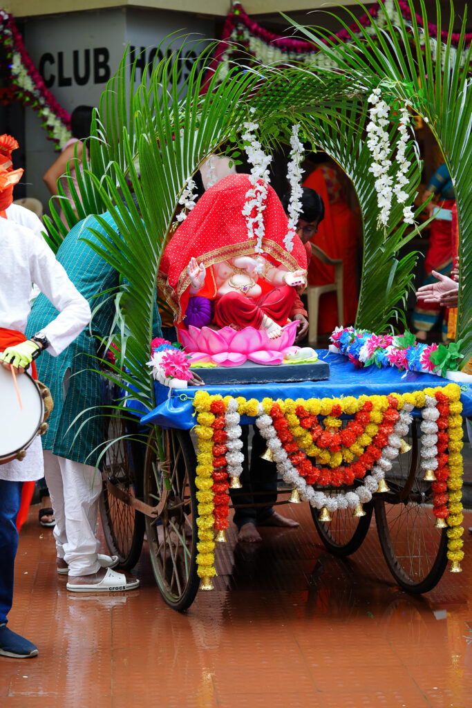 A covered idol of lord Ganesha for Ganeshotsav